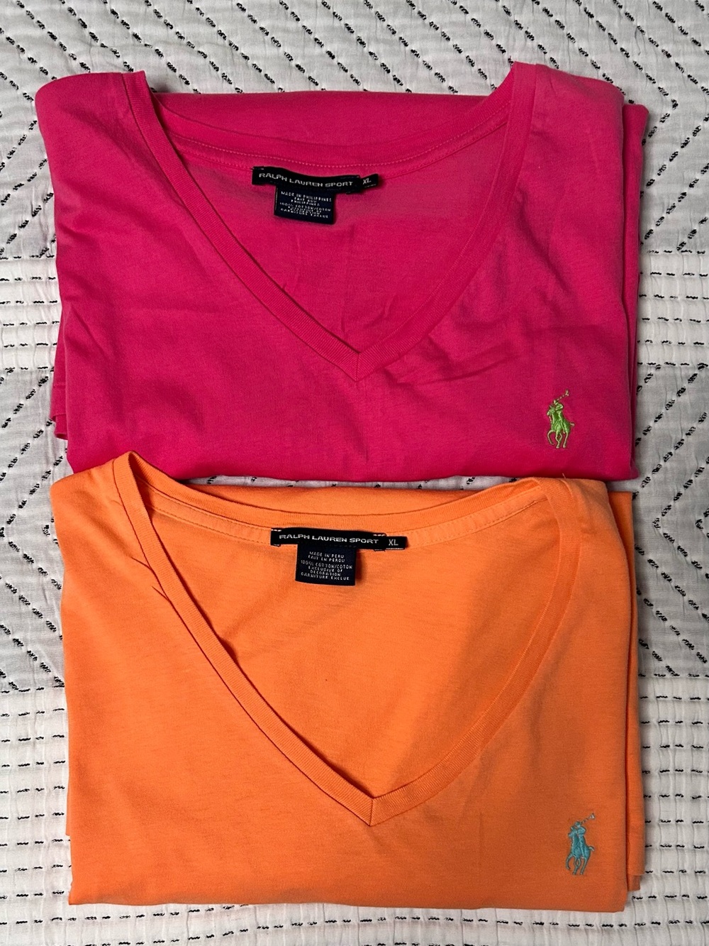 Ralph Lauren Short Sleeve V-Neck Tees in Hot Pink and Orange